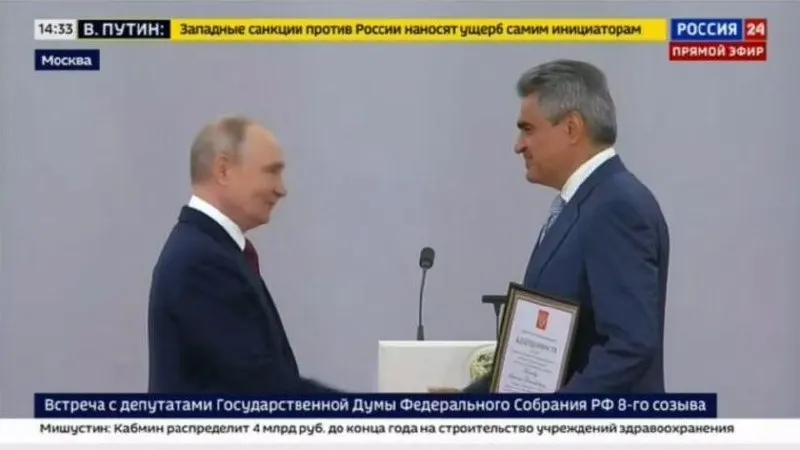 На церемонии награждения в Кремле лидер «Новых людей» поблагодарил президента и пообещал продолжать работу до победы в специальной военной операции.
