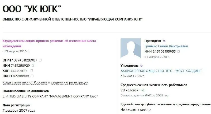 Управляющая компания холдинга перешла под контроль АО «БТС‑Мост Холдинг». Пакет активов ранее находился в управлении Росимущества после национализации год назад.